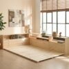 Giường Pallet Chân Thấp tối giản, Gỗ Thông mới tự nhiên