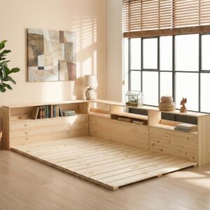 Giường Pallet Chân Thấp tối giản, Gỗ Thông mới tự nhiên