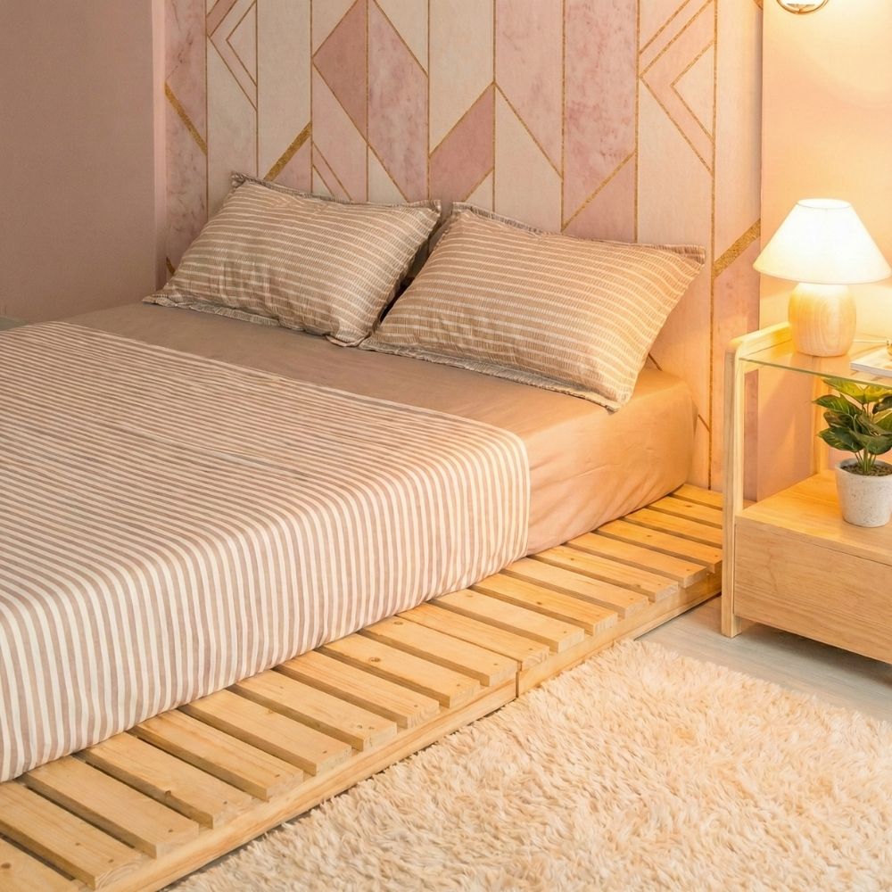 Giường Pallet Chân Thấp tối giản, Gỗ Thông mới tự nhiên - Ảnh 5