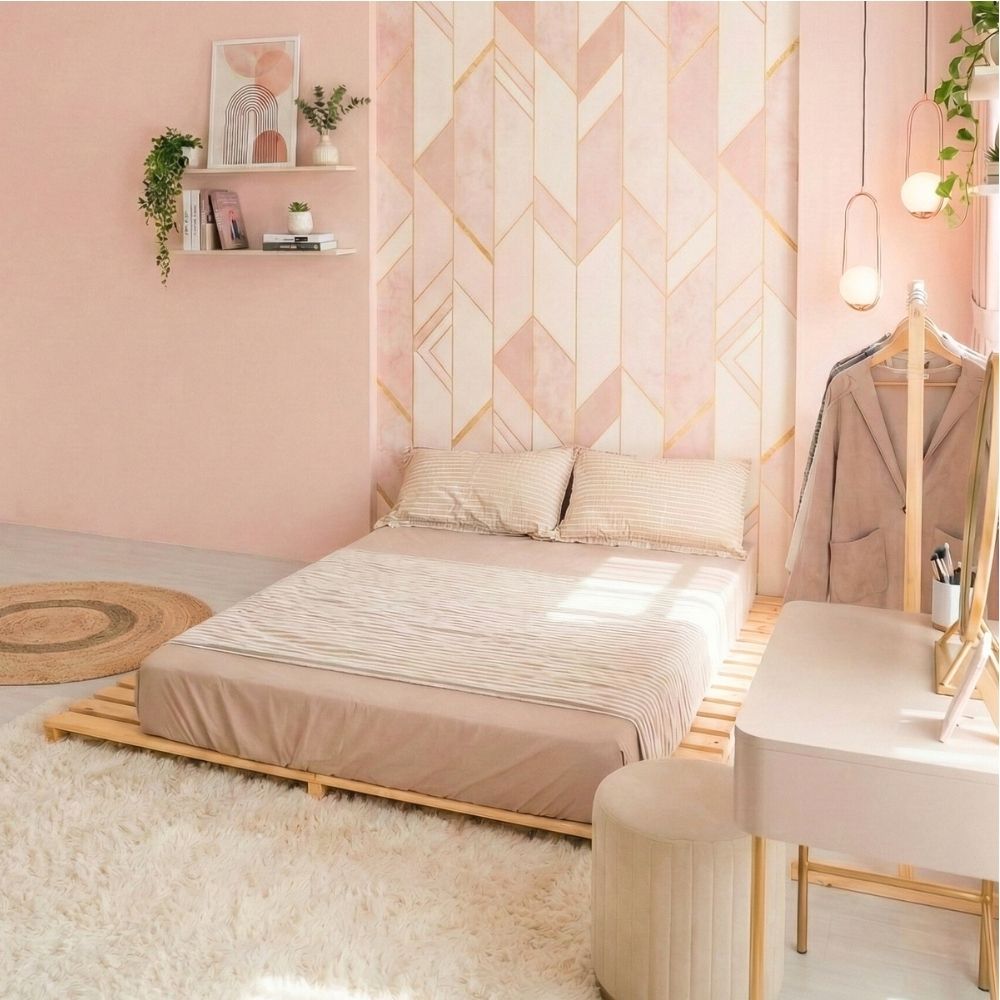 Giường Pallet Chân Thấp tối giản, Gỗ Thông mới tự nhiên - Ảnh 4