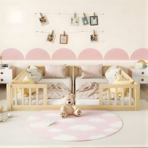 Giường Đôi Cho Bé Lucki Có Rào Chắn (1–3 Tuổi) Gỗ Thông 100%